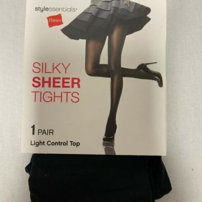 Hanes Silky Sheer Tights Non-Top Control Size M/L BLACK